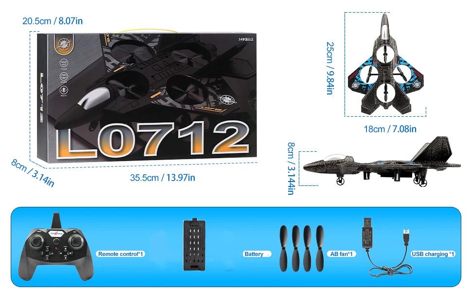 L0712 RC Remote Control Airplane 2.4G Gravity Sensing RC Glider One Key Takeoff 360° Rotation Plane EPP Foam Kids Toys