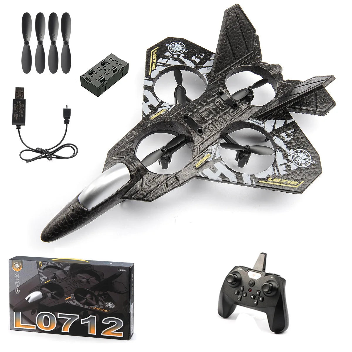 L0712 RC Remote Control Airplane 2.4G Gravity Sensing RC Glider One Key Takeoff 360° Rotation Plane EPP Foam Kids Toys