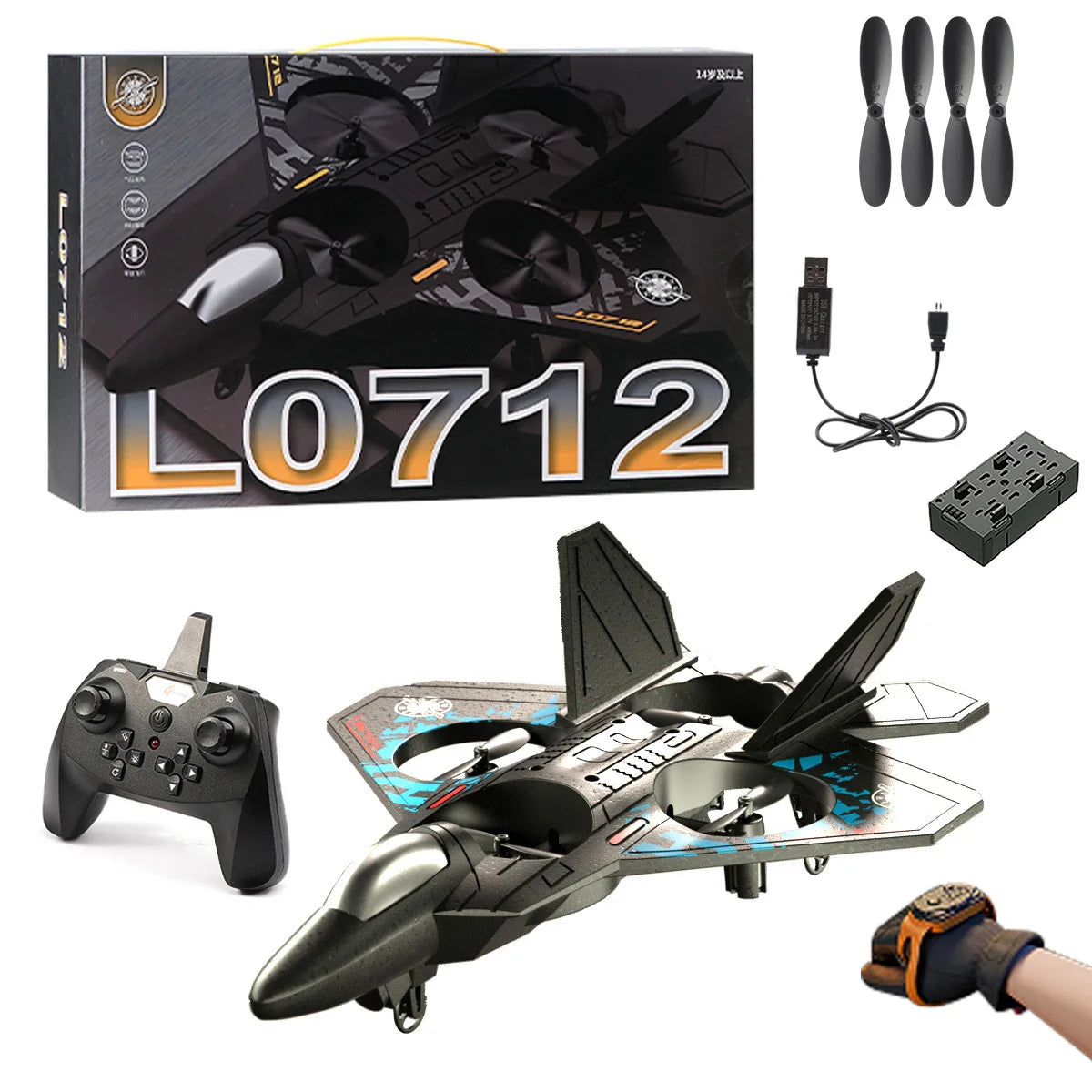 L0712 RC Remote Control Airplane 2.4G Gravity Sensing RC Glider One Key Takeoff 360° Rotation Plane EPP Foam Kids Toys
