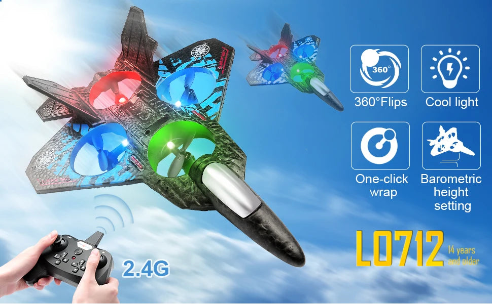 L0712 RC Remote Control Airplane 2.4G Gravity Sensing RC Glider One Key Takeoff 360° Rotation Plane EPP Foam Kids Toys