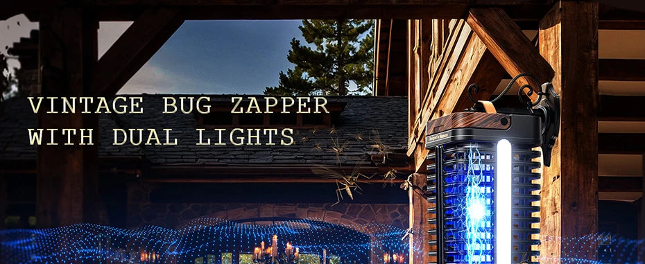 Minimoon Bug Zapper Outdoor with Dual LED Lights 15W Mosquito Zapper 4200V Electric Fly Trap IPX4 Fly Zapper for Backyard Patio